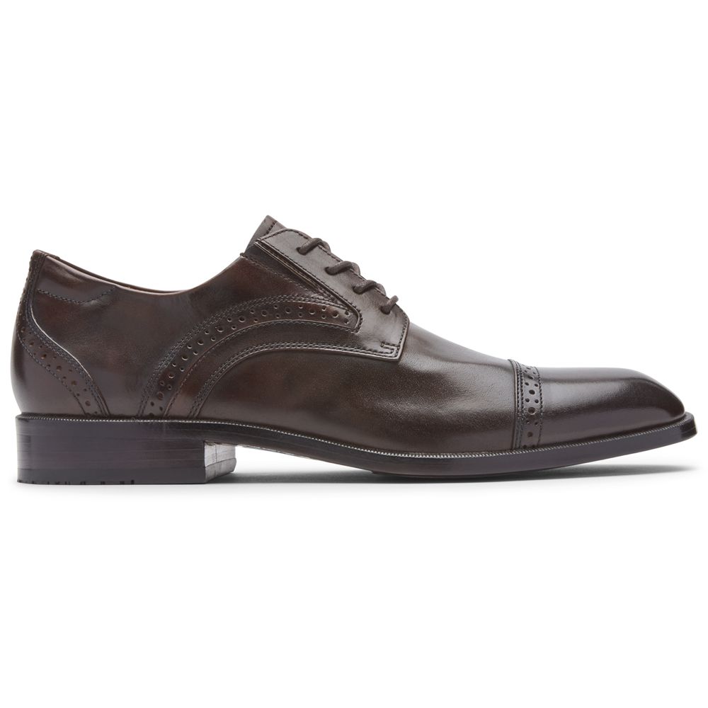 Rockport Total Motion Office Cap Toe - Mens Oxfords - Dark Brown - NZ (MHD-173820)